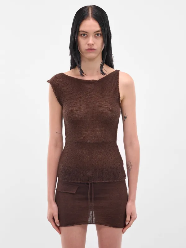 Brown Blaine Sleeveless Knit Top (AMPF2535-BLAINE-COCOA) made by Aya Muse