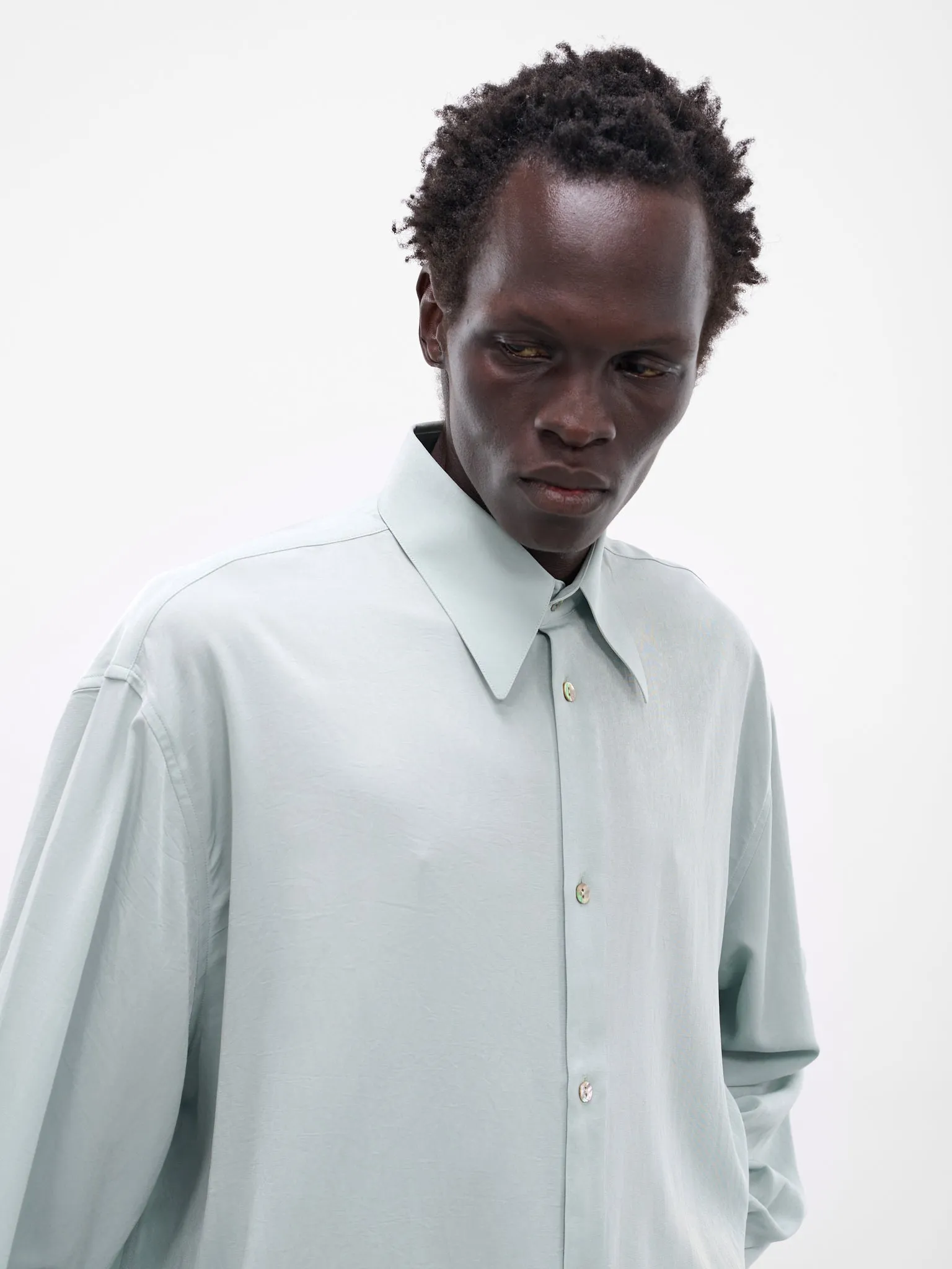 Light Green Classic Button-Up Shirt (005-03G-LIGHT-GREEN) sold by lorenzo product image thumbnail 4