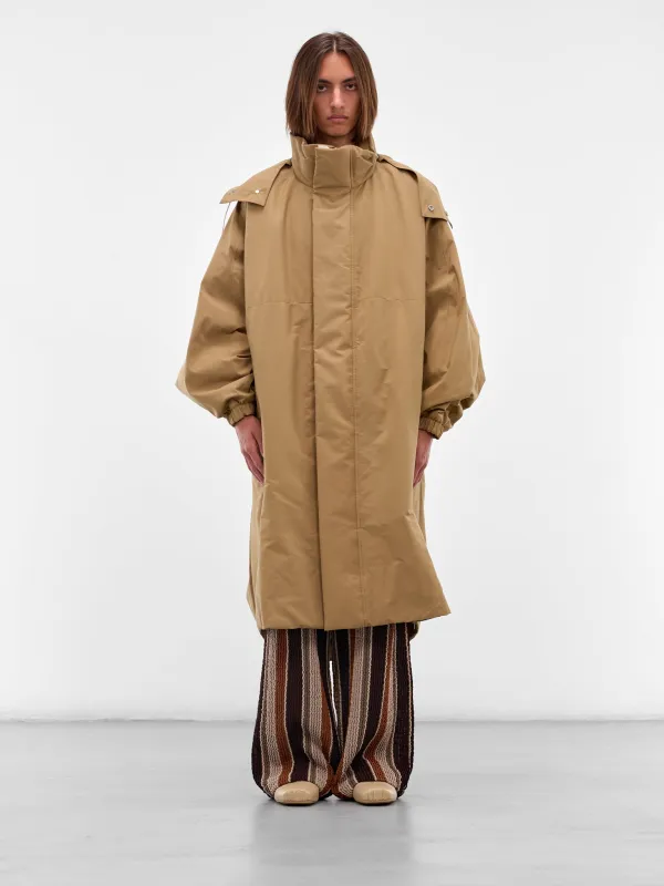 Beige Oversized Padded Raincoat (25A96MRU26-CARAMEL) sold by lorenzo