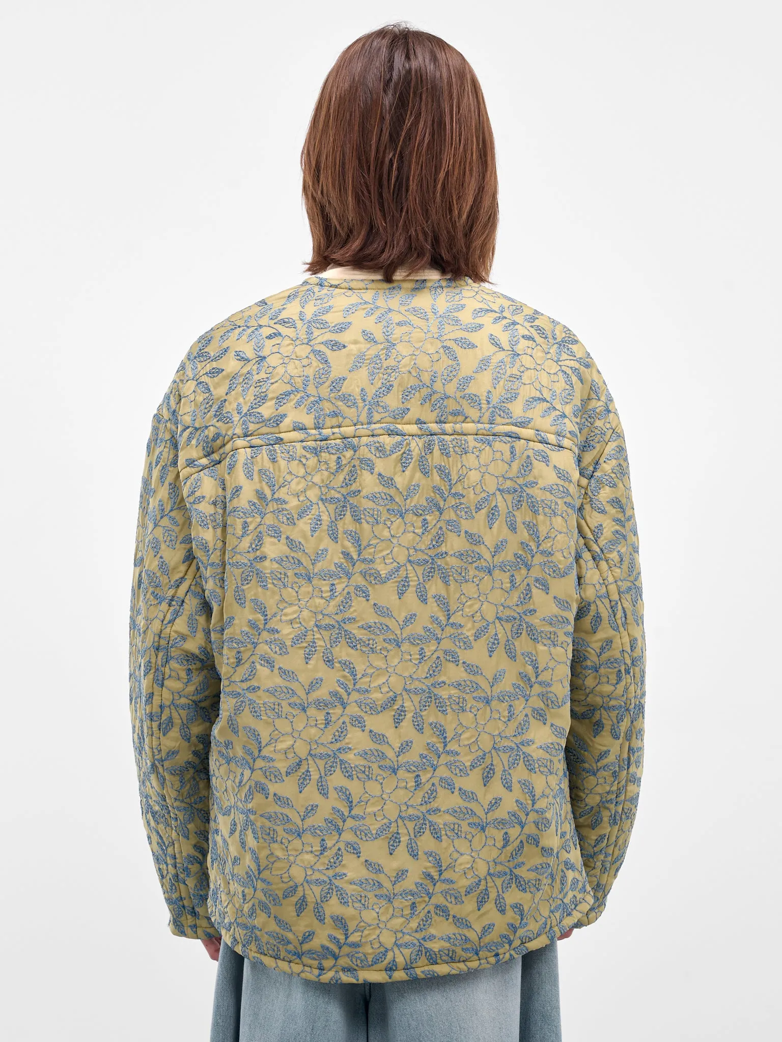Green Floral Embroidered Liner Jacket (252-UJK113-GREEN) sold by lorenzo product image thumbnail 3
