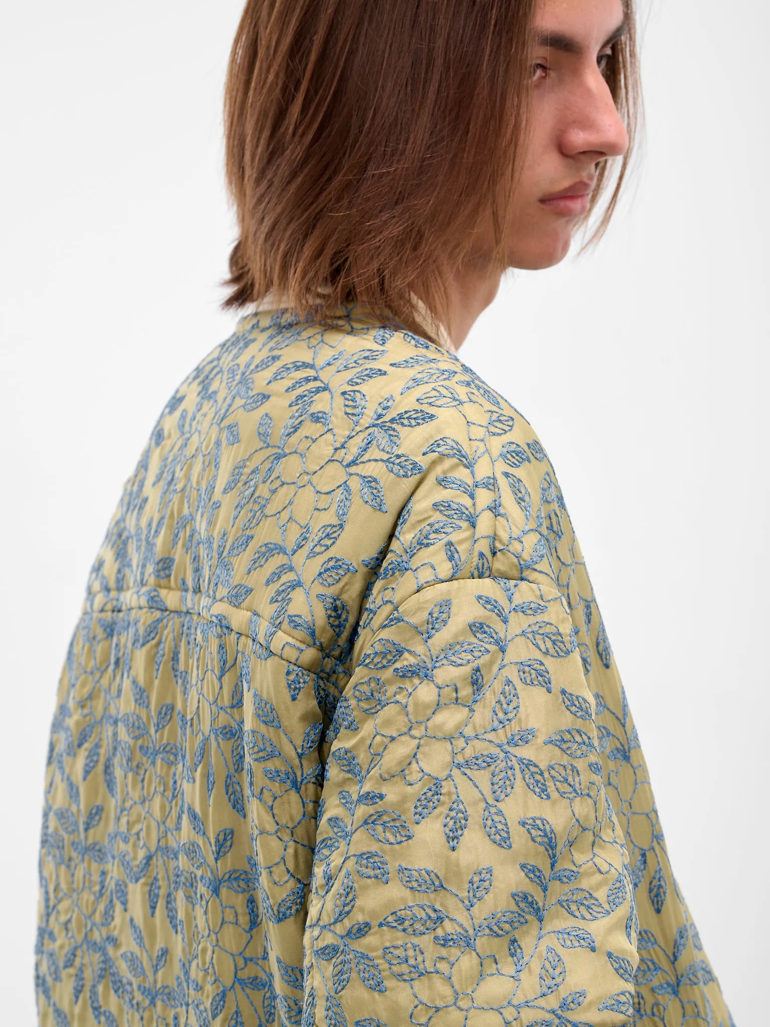 Green Floral Embroidered Liner Jacket (252-UJK113-GREEN) sold by lorenzo product image thumbnail 5