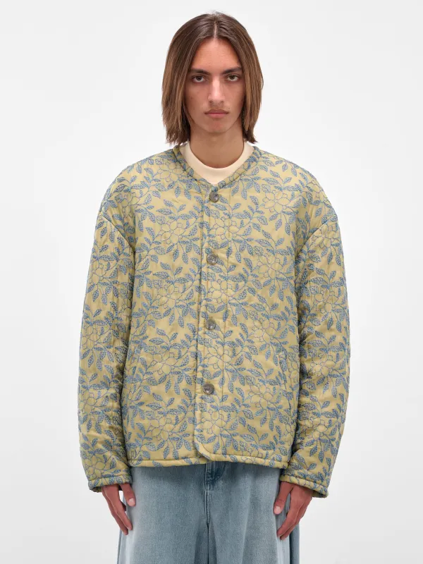 Green Floral Embroidered Liner Jacket (252-UJK113-GREEN) sold by lorenzo