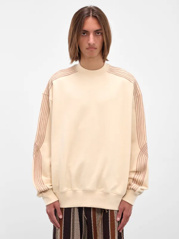 Ivory Applique Gym Crewneck Pullover (252-MJP023A-IVORY) sold by lorenzo