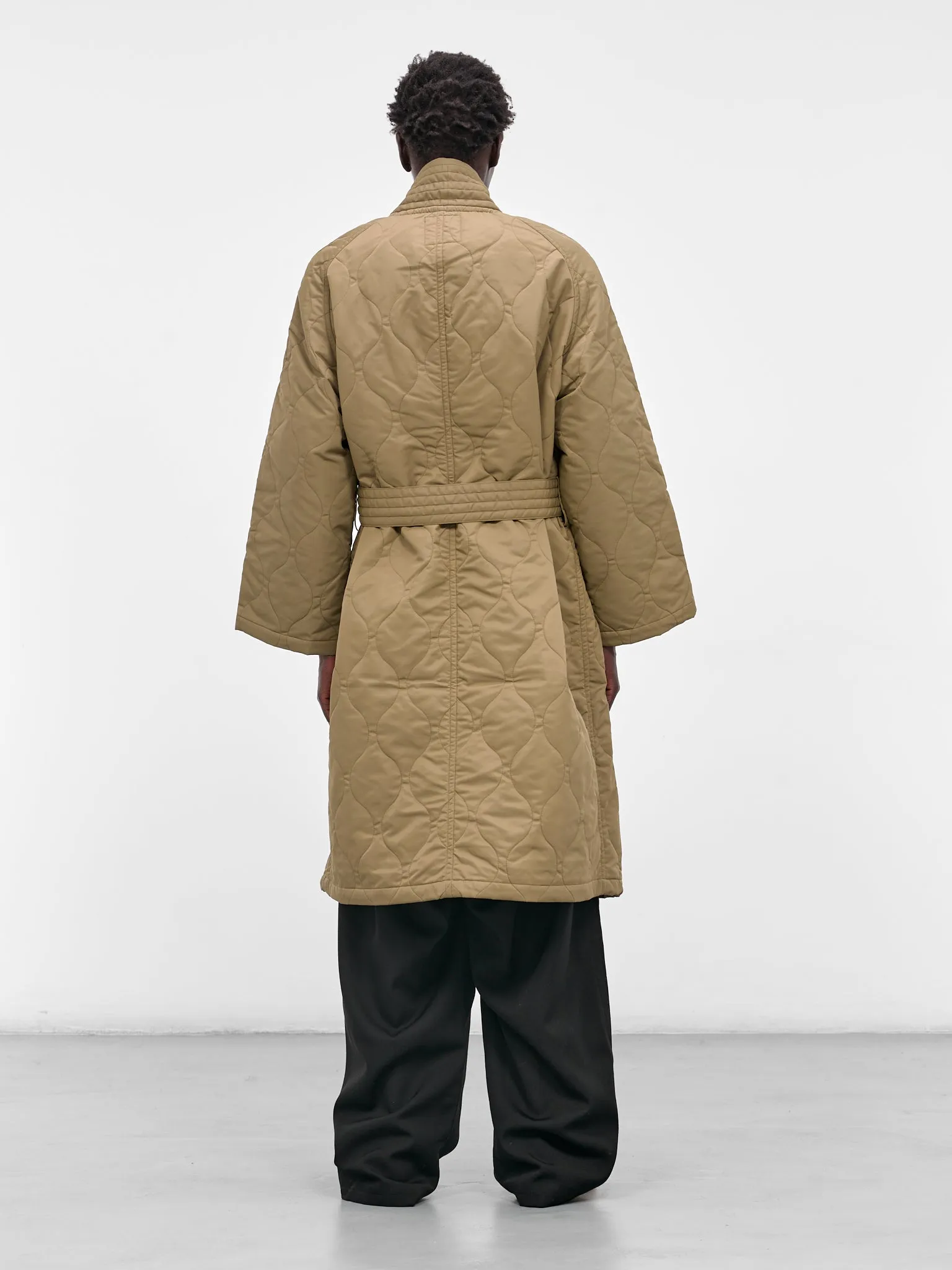 Beige Quilted Nylon Kimono Coat (RM252-027-OLIVE) sold by lorenzo product image thumbnail 3