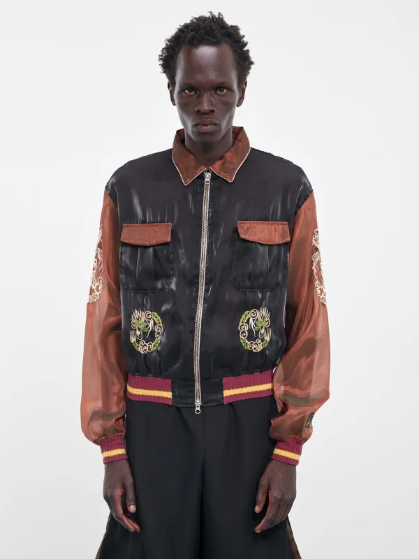 Sheer Japan Souvenir Zip Jacket (K2504LJ183-BKB-BLACK-BROWN) sold by lorenzo