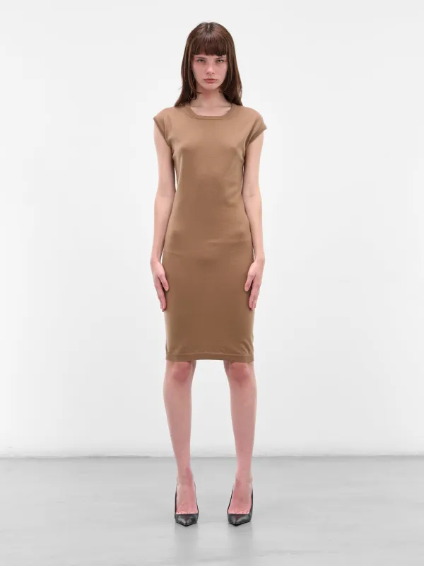 Brown Seamless Wool Mini Dress (S75CV0947-D13141-122-BROWN) sold by lorenzo