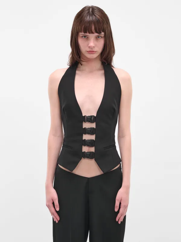 Black Multi Buckle Waistcoat (COPT35F3004-BLACK) sold by lorenzo