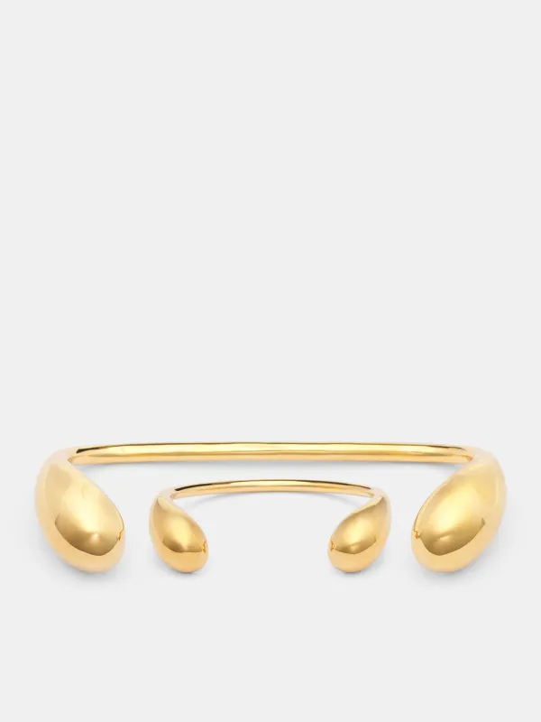 Gold Serti Double Cuff Bracelet (SERTI-BRACELET-SET-GOLD) sold by lorenzo