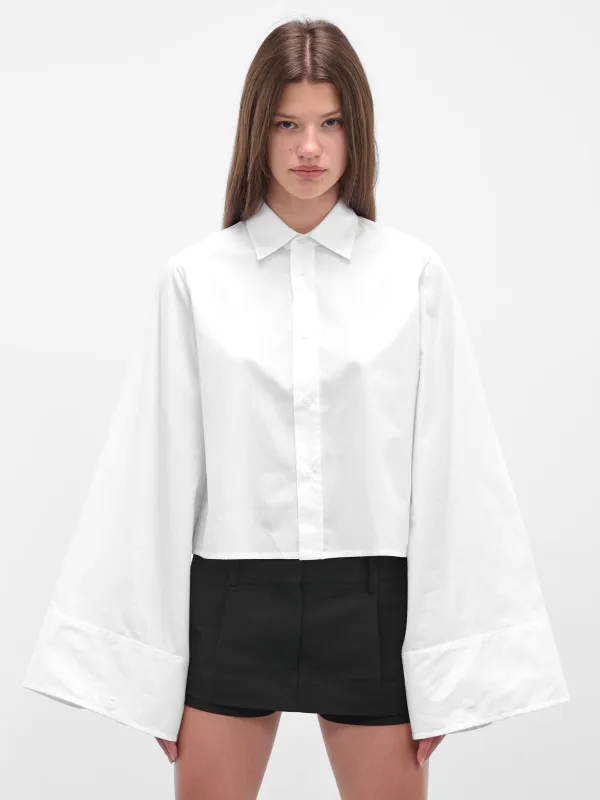White Wide Sleeve Boxy Shirt (S52DT0044-M35480-100-WHITE) sold by lorenzo