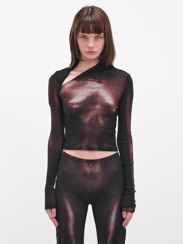 Bronze Body Dust Crop Top (25-04-W-TO351-M010P-BLACK-BROW) made by Jean Paul Gaultier