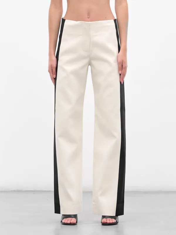 Tuxedo Contrast Silk Trousers (25025338-WHITE-BLACK) sold by lorenzo
