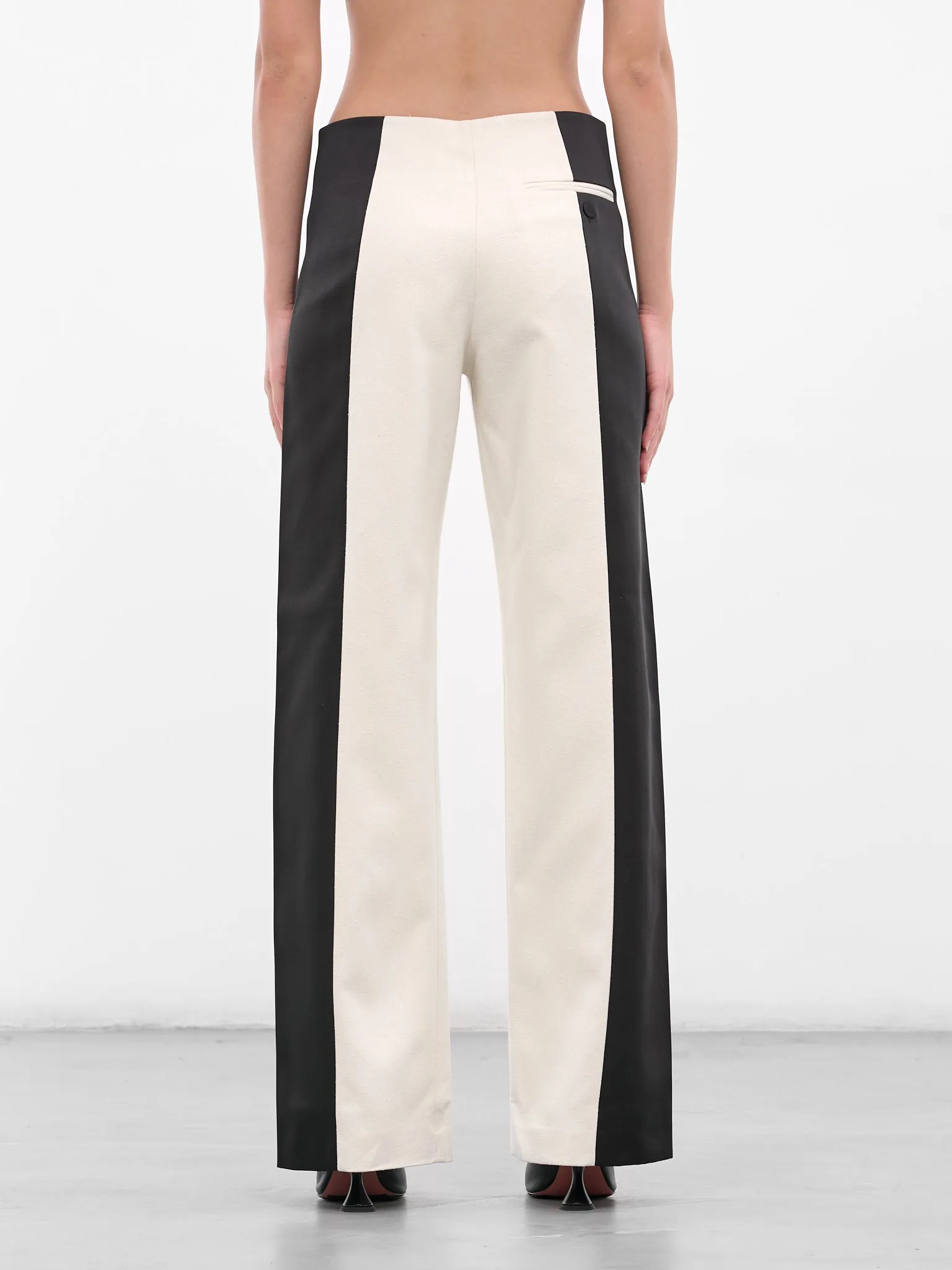 Tuxedo Contrast Silk Trousers (25025338-WHITE-BLACK) sold by lorenzo product image thumbnail 3