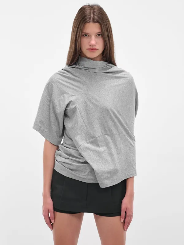 Gray Twisted Distort Tee (25011643-GREY-MARLE) sold by lorenzo