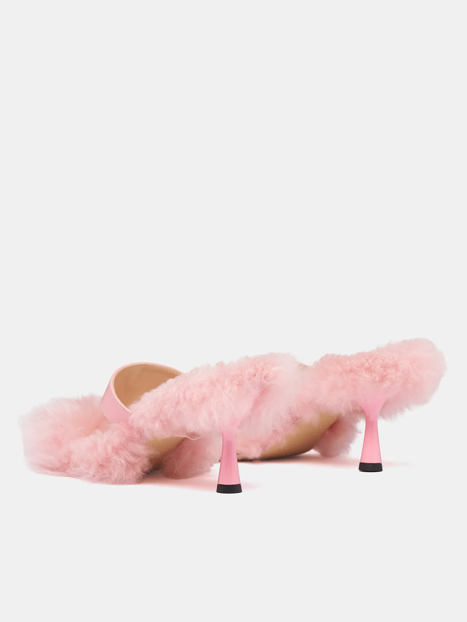 Pink Goat Fur Heeled Sandals (RR116A-SILVER-PINK) sold by lorenzo product image thumbnail 5