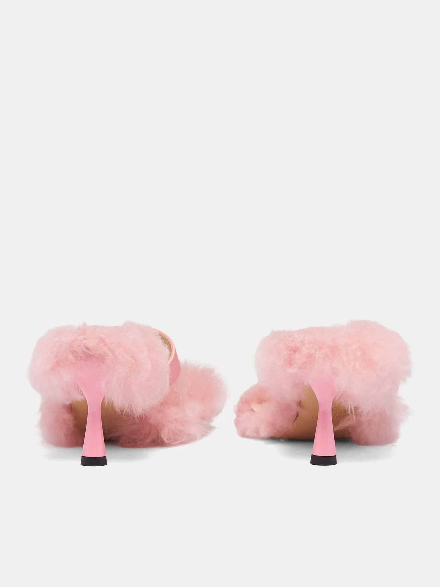 Pink Goat Fur Heeled Sandals (RR116A-SILVER-PINK) sold by lorenzo product image thumbnail 4