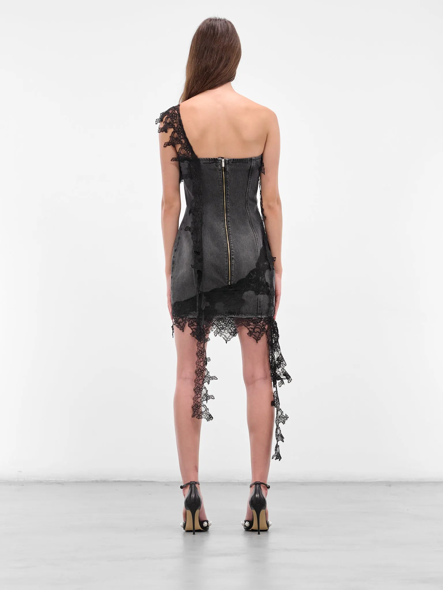 Black Denim Lace Mini Dress (JJ208A-GREY-GUNMETAL) sold by lorenzo product image thumbnail 3