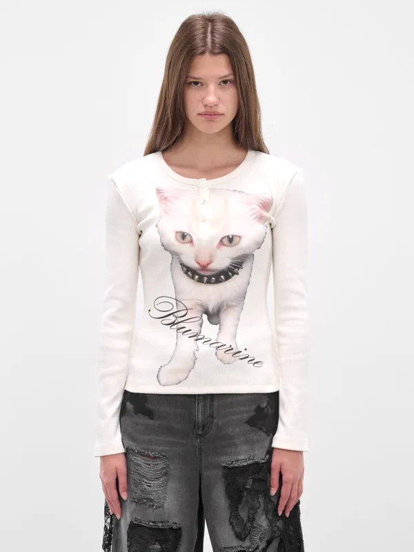 White Cat Graphic Long Sleeve (2T100A-C1031-NATURAL-WHITE-N) sold by lorenzo
