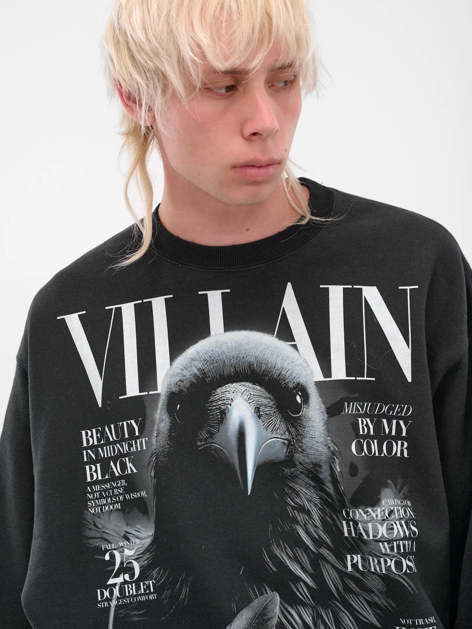 Black Raven Villain Crewneck Sweatshirt (25AW53CS412-BLACK) sold by lorenzo product image thumbnail 5