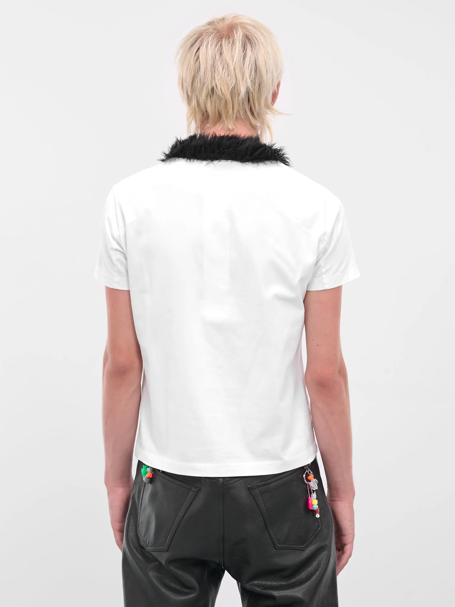 White Fur Trim Graphic Tee (25AW52CS407-WHITE) sold by lorenzo product image thumbnail 3