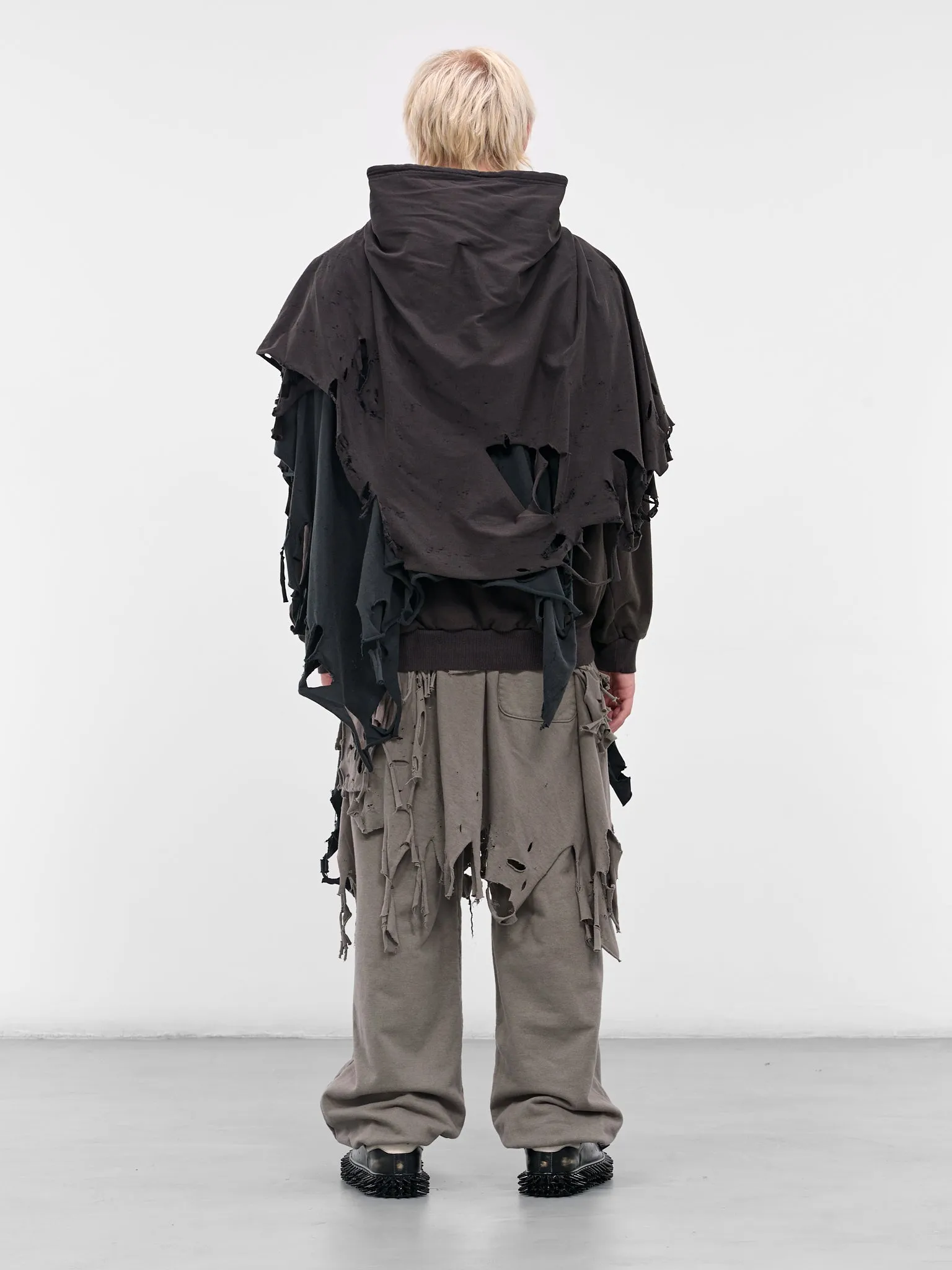 Black Distressed Layering Hoodie (25AW34CS397-BLACK) sold by lorenzo product image thumbnail 3