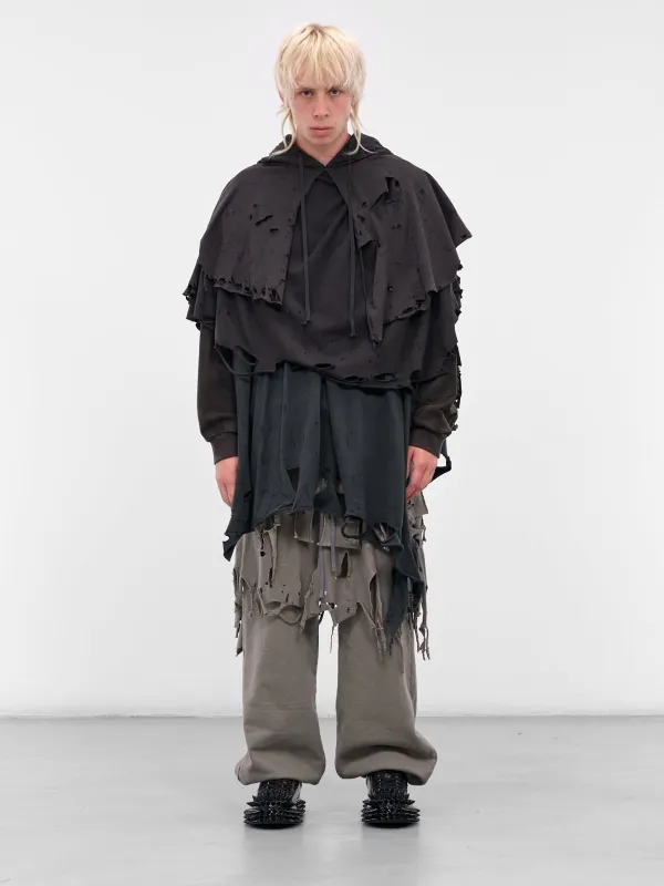 Black Distressed Layering Hoodie (25AW34CS397-BLACK) sold by lorenzo