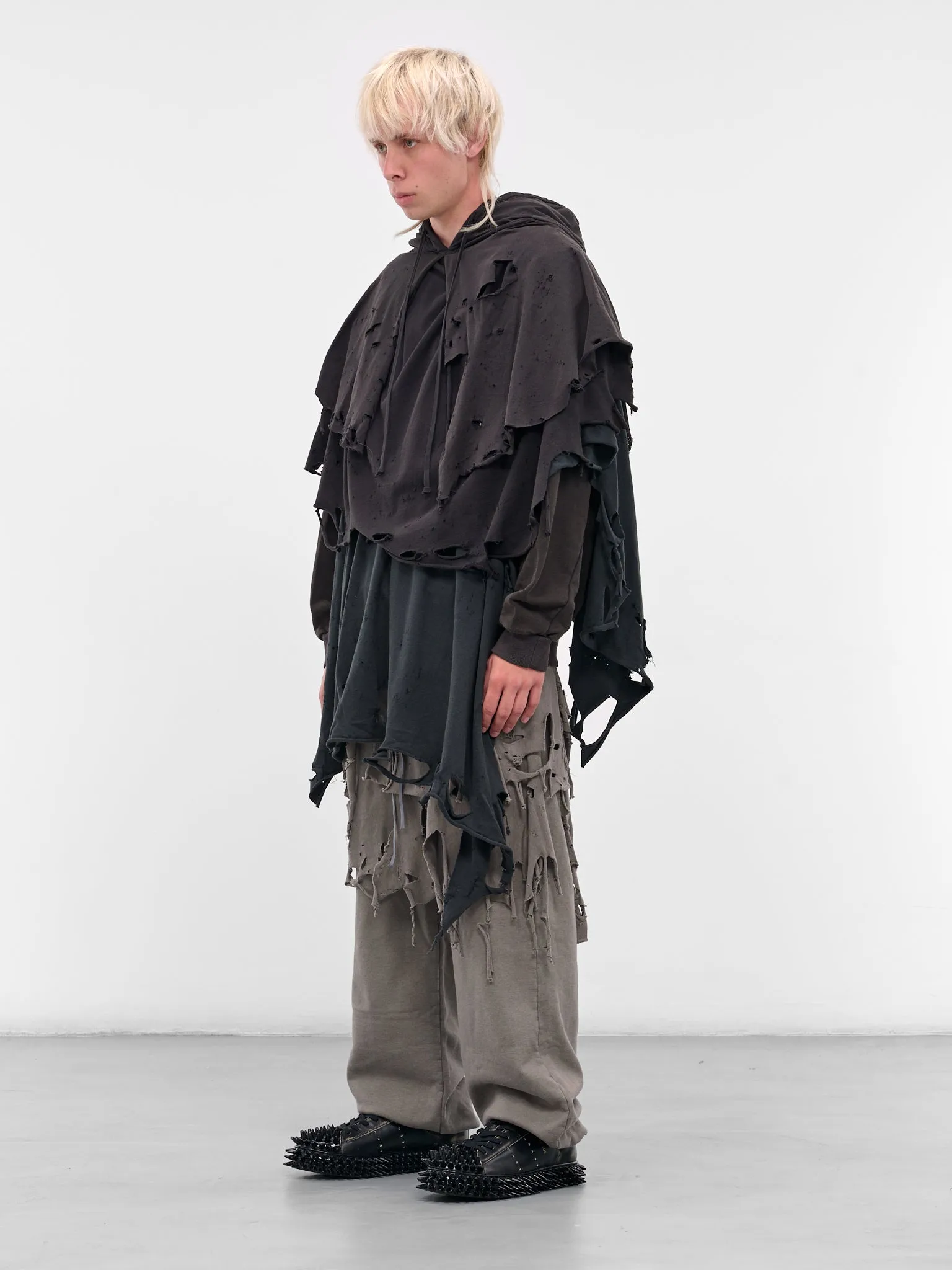 Black Distressed Layering Hoodie (25AW34CS397-BLACK) sold by lorenzo product image thumbnail 2