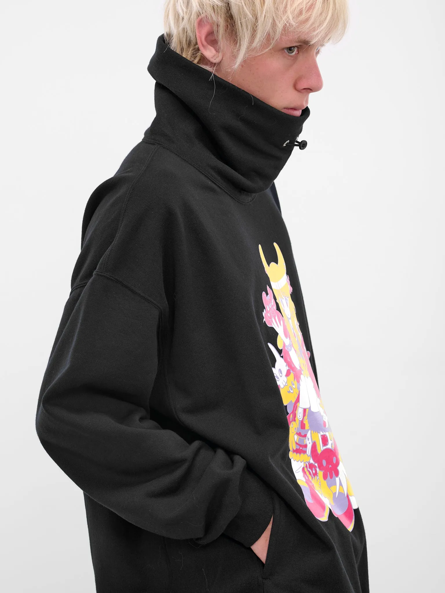 Black Graphic High Neck Sweatshirt (KL1005-BLACK) sold by lorenzo product image thumbnail 4