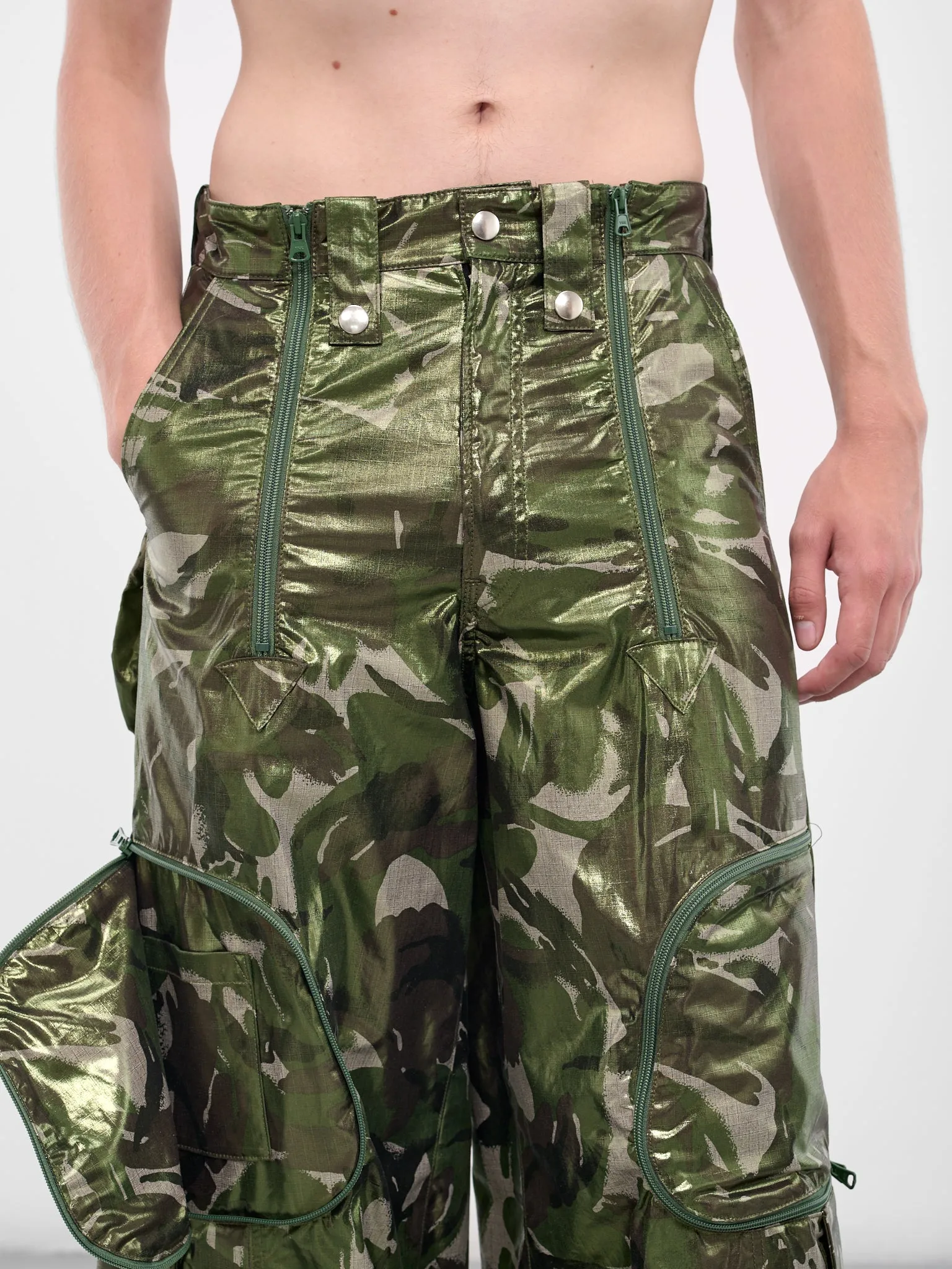 Green Coated Camo Cargo Pants (KL979-CAMO-GREEN) sold by lorenzo product image thumbnail 4