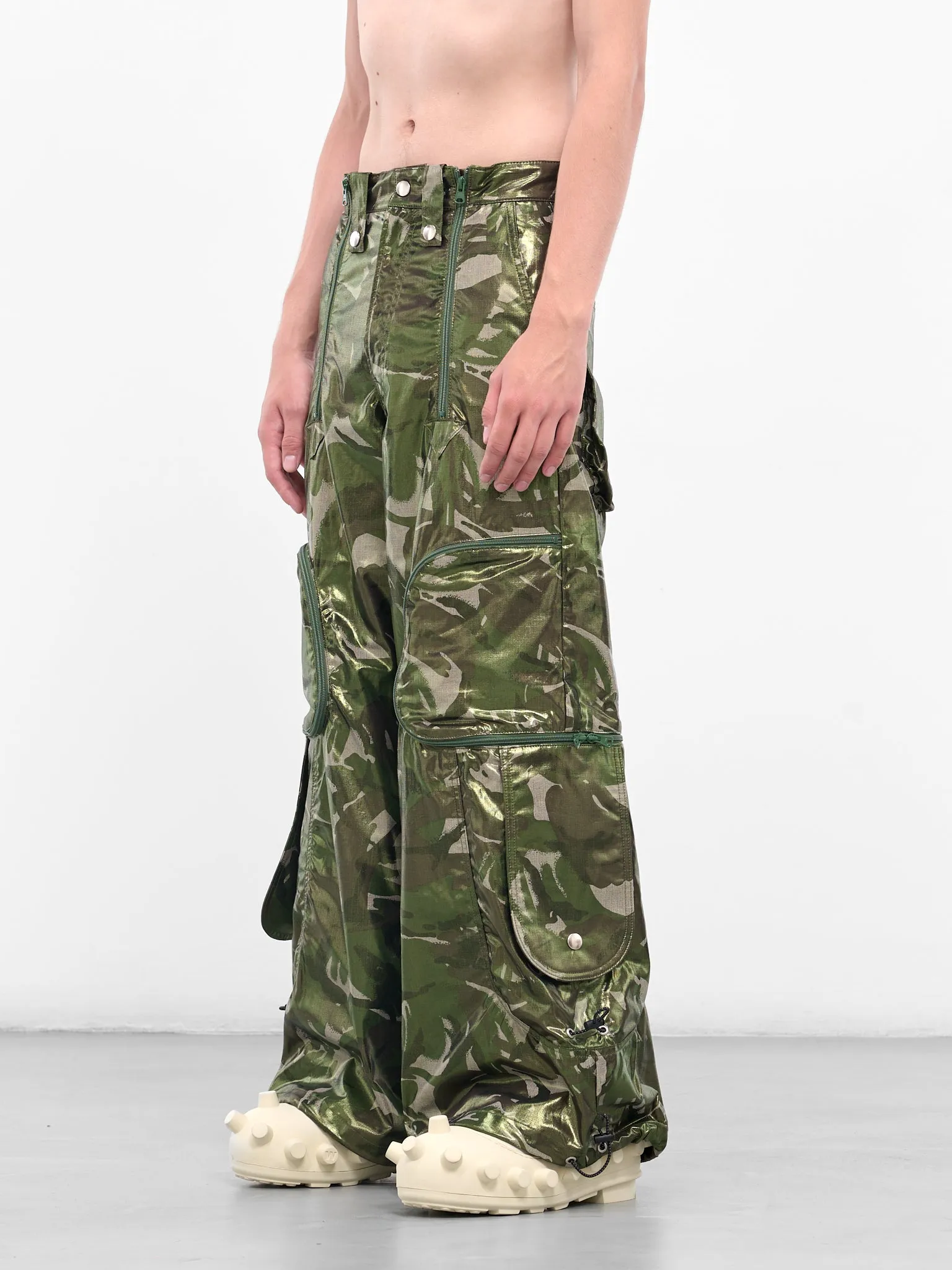 Green Coated Camo Cargo Pants (KL979-CAMO-GREEN) sold by lorenzo product image thumbnail 2