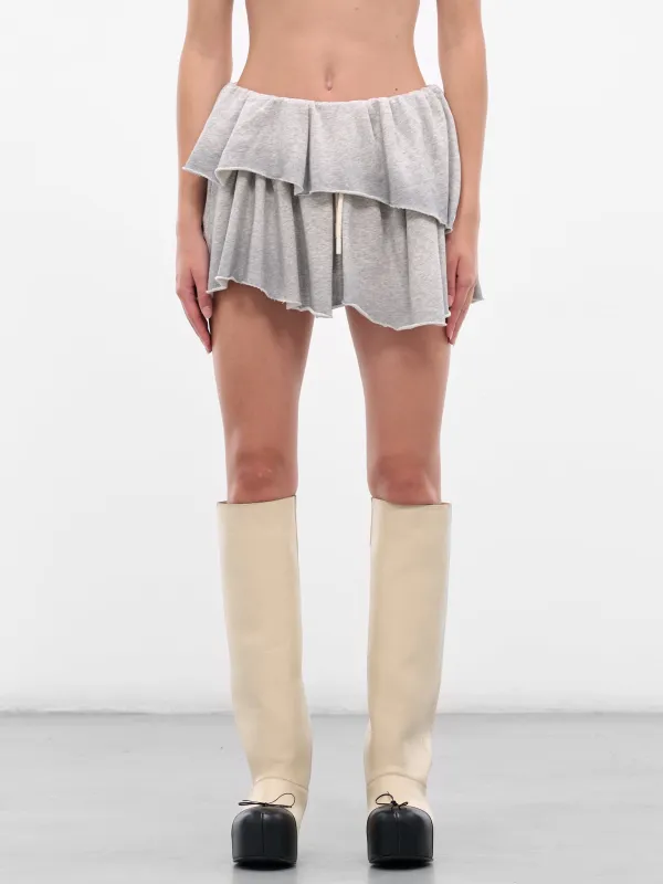Grey Melange Layered Mini Skirt (FN-WN-SKIT000850-GREY-MELANGE) sold by lorenzo