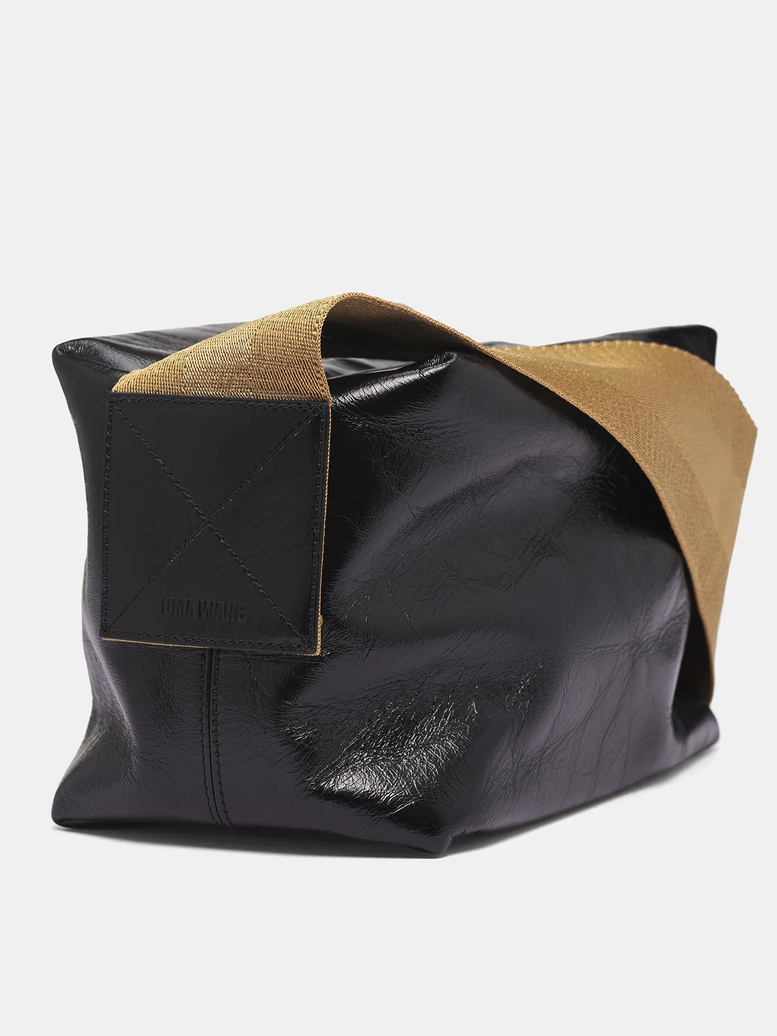 Black Leather Shoulder Bag (UB0034-UW924-BLACK-MUSTARD) sold by lorenzo product image thumbnail 2
