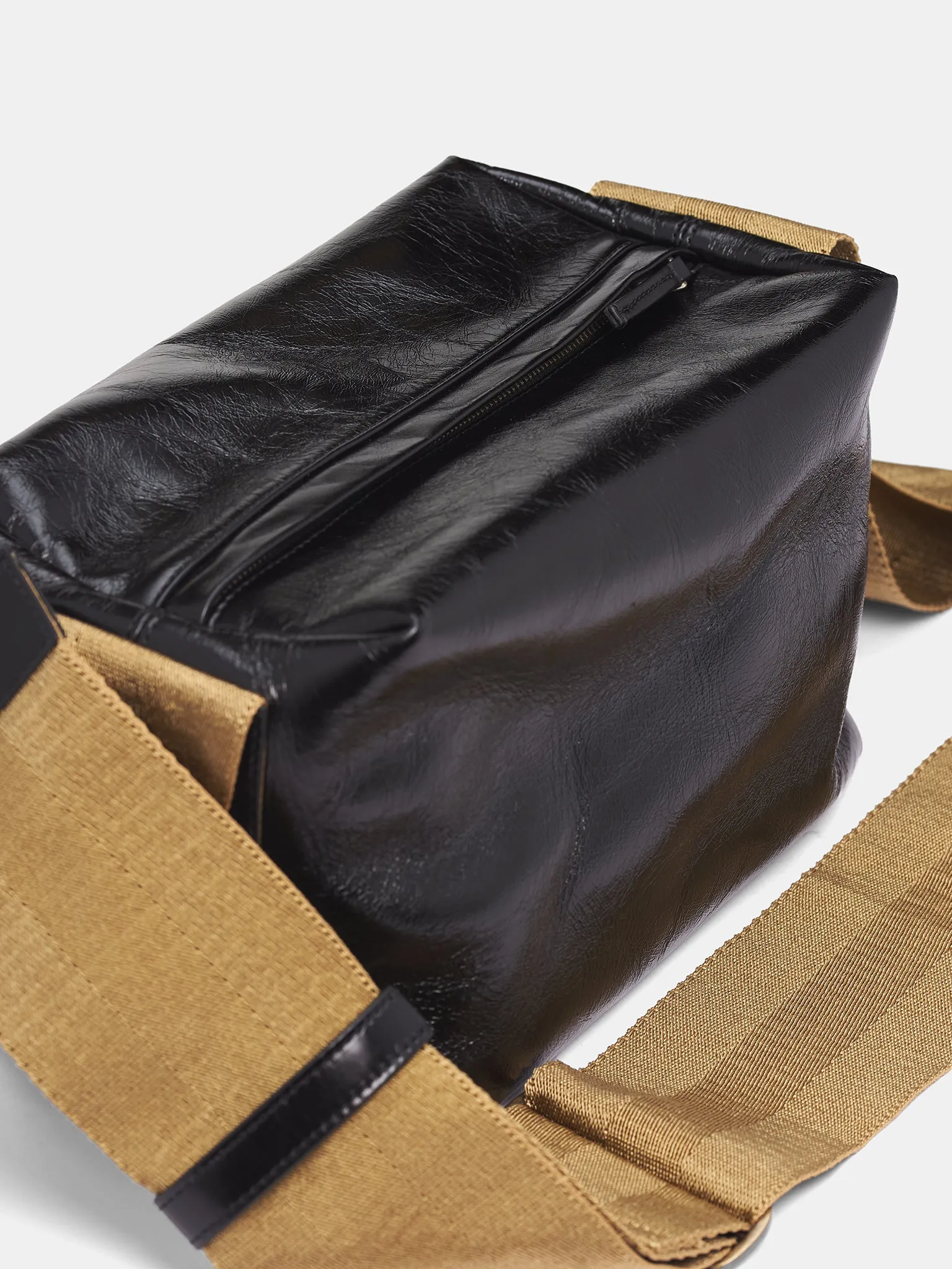 Black Leather Shoulder Bag (UB0034-UW924-BLACK-MUSTARD) sold by lorenzo product image thumbnail 3