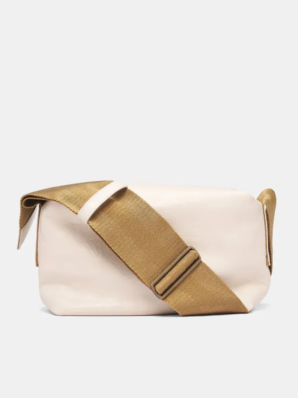 White Leather Shoulder Bag (UB0034-UW124-WHITE-MUSTARD) sold by lorenzo