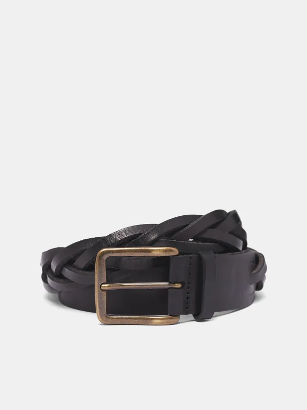Black Braided Leather Belt (UB00B2-UW900-BLACK) sold by lorenzo
