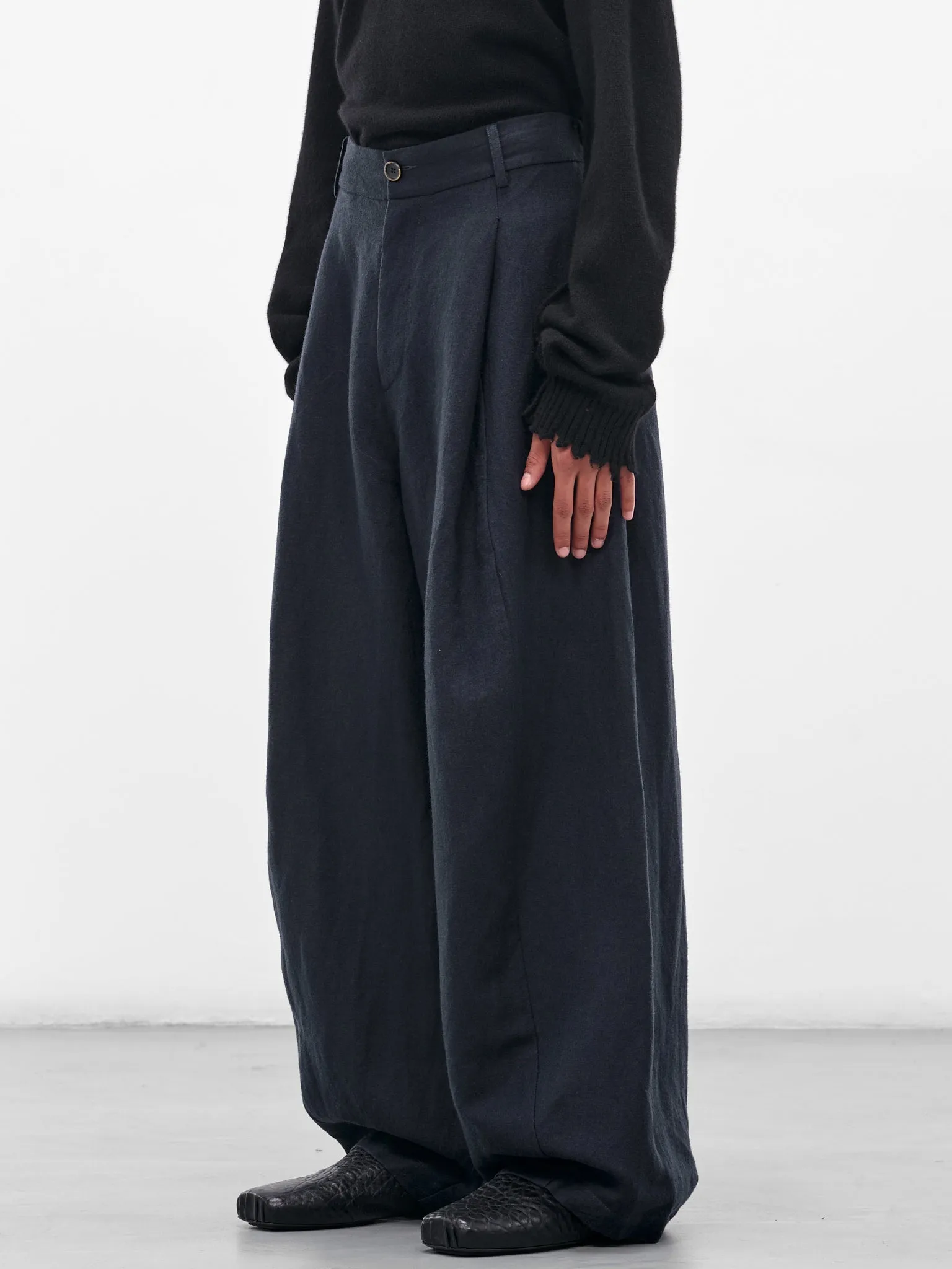 Navy Paw Wide Tailored Trousers (UM3502-UW309-DARK-BLUE) sold by lorenzo product image thumbnail 2