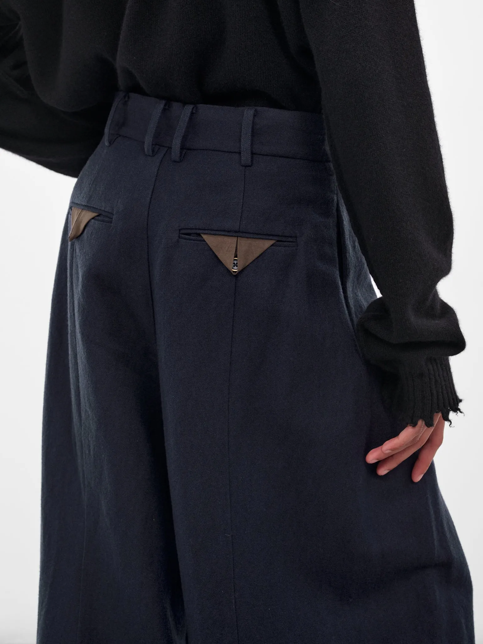 Navy Paw Wide Tailored Trousers (UM3502-UW309-DARK-BLUE) sold by lorenzo product image thumbnail 5