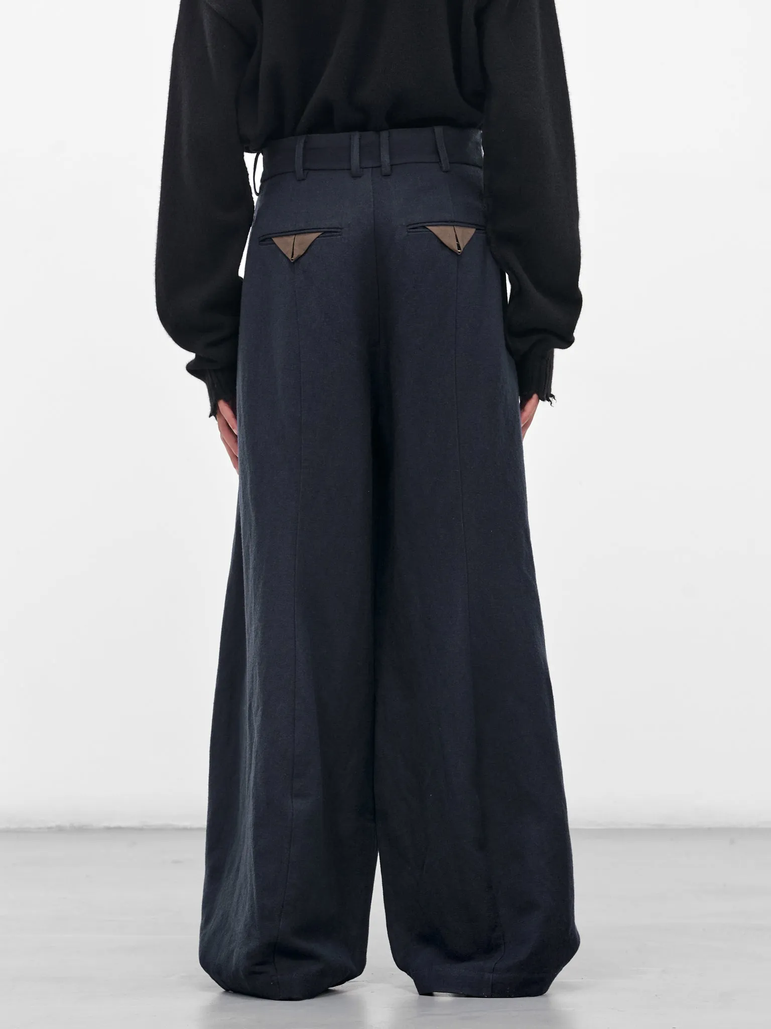 Navy Paw Wide Tailored Trousers (UM3502-UW309-DARK-BLUE) sold by lorenzo product image thumbnail 3