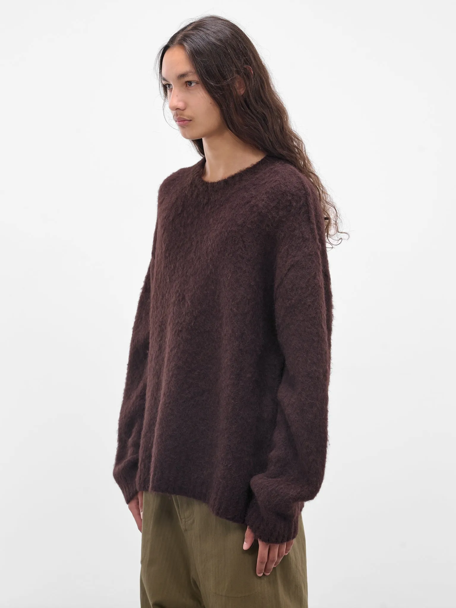 Brown Alpaca-Wool Knit Sweater (UK7572-UW690-DARK-BROWN) sold by lorenzo product image thumbnail 2