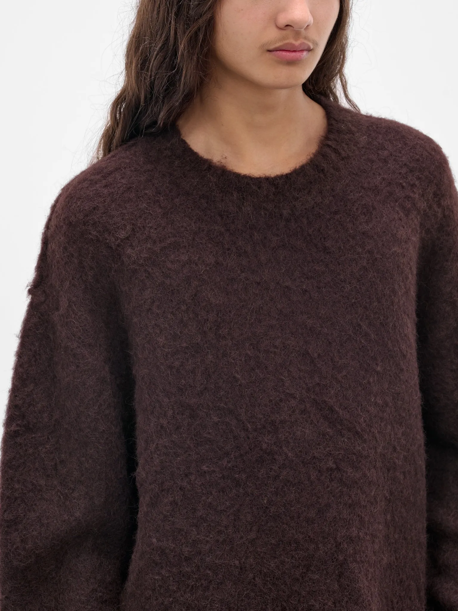 Brown Alpaca-Wool Knit Sweater (UK7572-UW690-DARK-BROWN) sold by lorenzo product image thumbnail 4