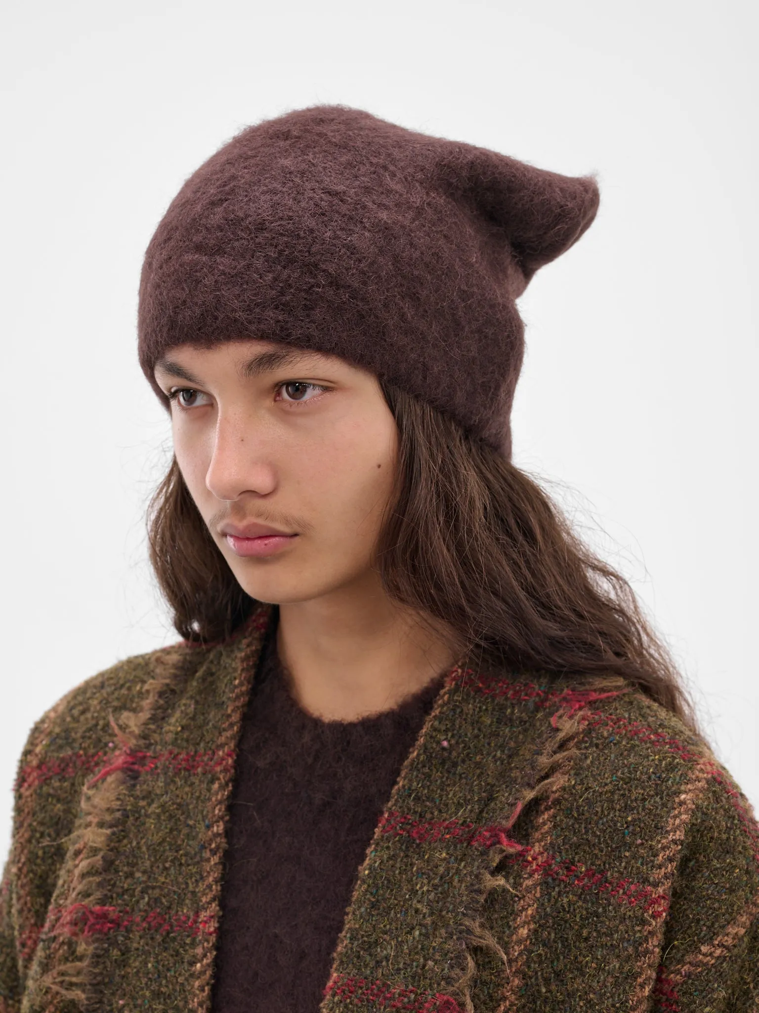 Brown Alpaca Knit Soft Beanie (UK0071-UW690-DARK-BROWN) sold by lorenzo product image thumbnail 2