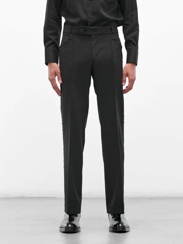 Black Wool Swarovski Flared Trousers (PT14RP-AM42-BLACK-W-SWAROVSKI) sold by lorenzo