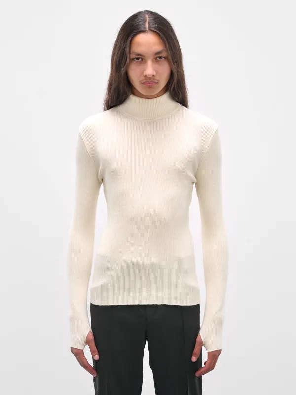 White Wool Rib-Knit Turtleneck (KN65-SE20-WHITE) sold by lorenzo