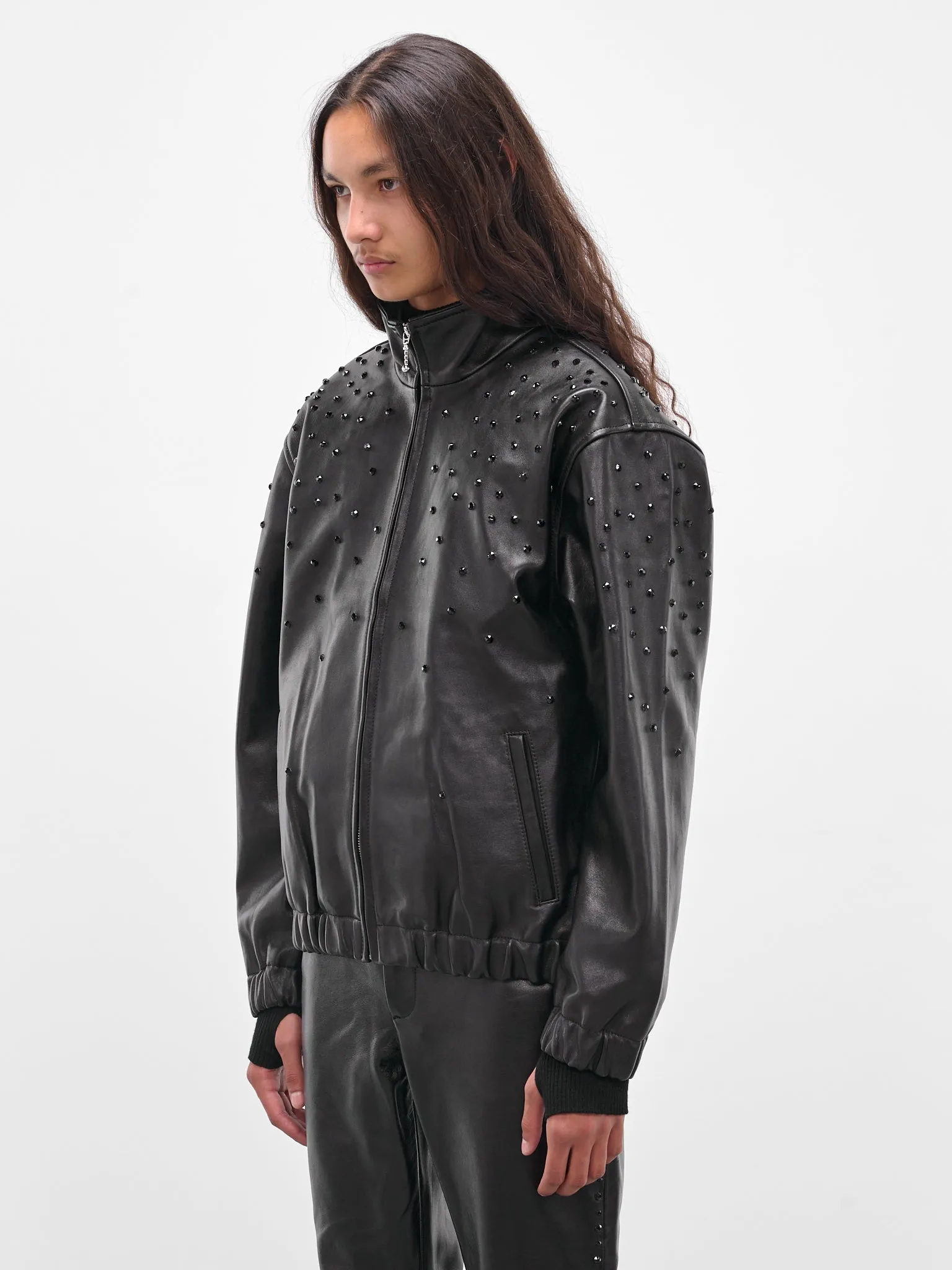 Black Swarovski Lamb Leather Jacket (JA11LRP-LE62-BLACK-W-SWAROVSKI) sold by lorenzo product image thumbnail 2