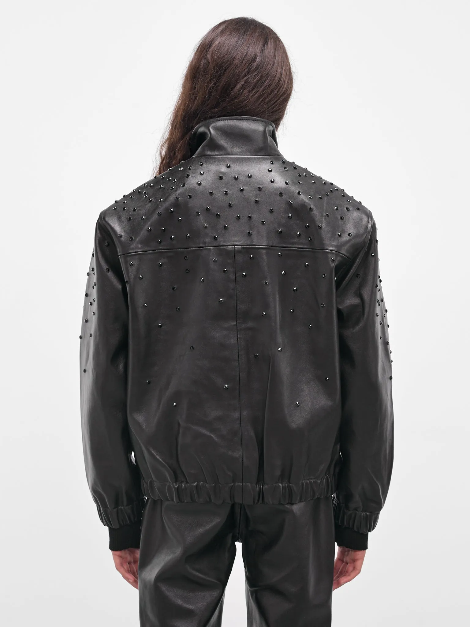 Black Swarovski Lamb Leather Jacket (JA11LRP-LE62-BLACK-W-SWAROVSKI) sold by lorenzo product image thumbnail 3