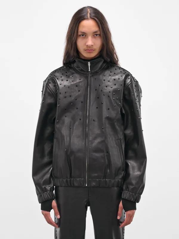 Black Swarovski Lamb Leather Jacket (JA11LRP-LE62-BLACK-W-SWAROVSKI) sold by lorenzo