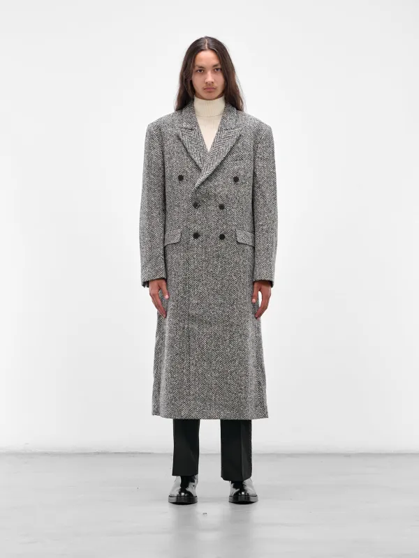 Gray Herringbone Double-Breasted Coat (CO17B-TM01-HERRING-BONE) sold by lorenzo