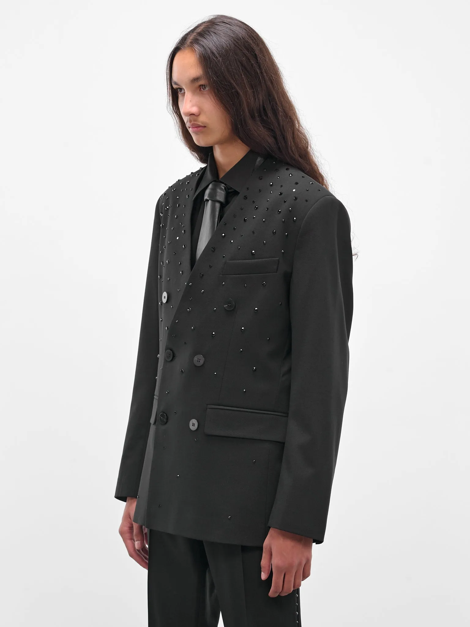 Swarovski Embellished Double-Breasted Blazer (BL38RP-AM42-BLACK-W-SWAROVSKI) sold by lorenzo product image thumbnail 2