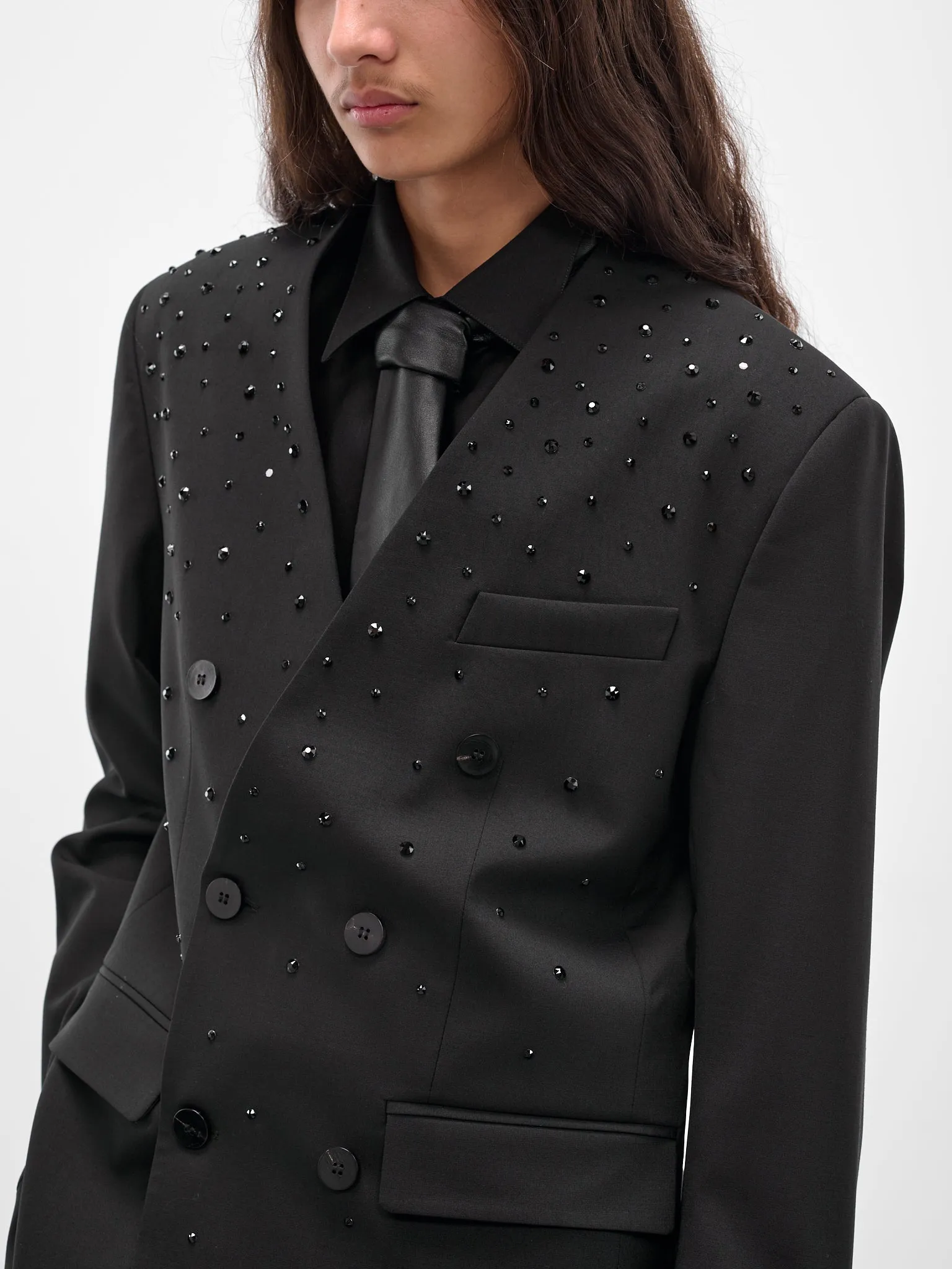 Swarovski Embellished Double-Breasted Blazer (BL38RP-AM42-BLACK-W-SWAROVSKI) sold by lorenzo product image thumbnail 5