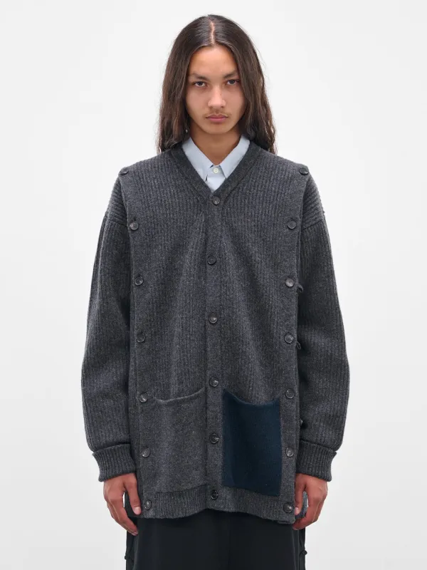 Gray Cashmere Rib-Knit Buttoned Cardigan (Y009-W020-GRAY) sold by lorenzo