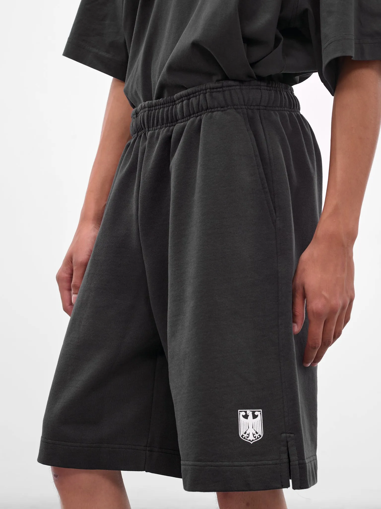 Black 'Polizei' Molton Shorts (UH76SS300B-WASHED-BLACK) sold by lorenzo product image thumbnail 5